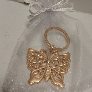 GOLDTONE CRYSTAL BUTTERFLY KEYRING